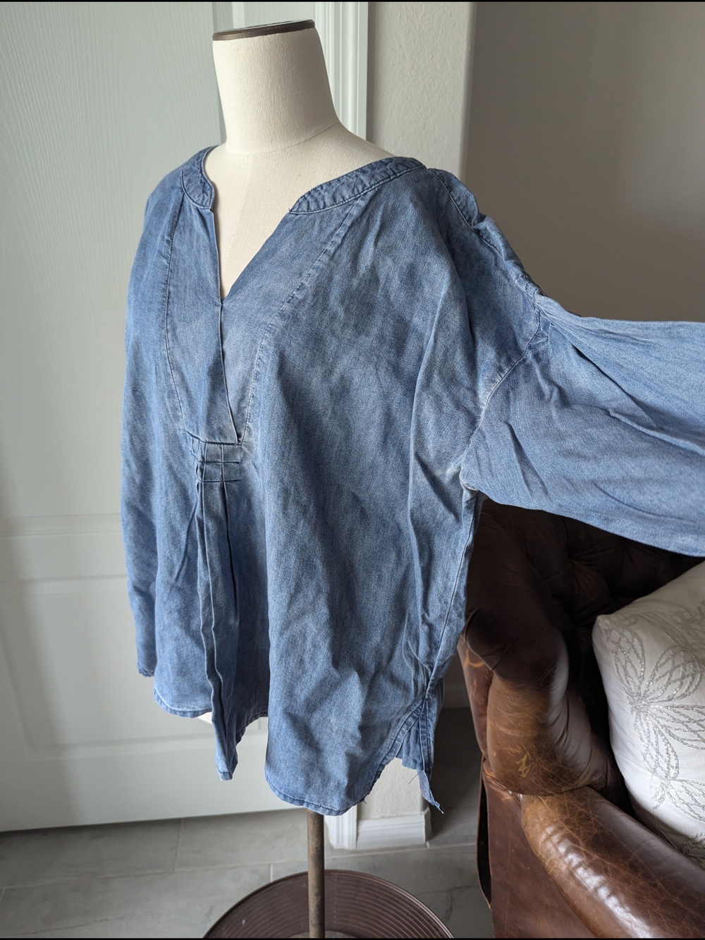 Bandolino Light Blue Denim Tencel Top